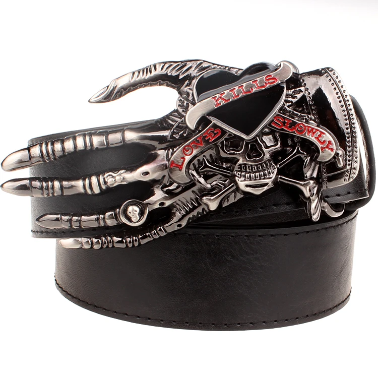 Heavy Metal Cowboy Punk cinturón de cuero genuino Hip de salto para hombres Cross vaqueros remaches Cinturón correa masculina Ceinture Homme PT09|Cinturones de hombre| - AliExpress
