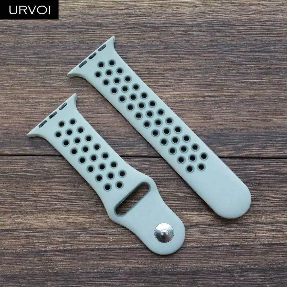 URVOI спортивный ремешок для Apple Watch Nike+ Серия 5 4 3 2 1 силиконовый ремешок для iwatch Дышащие новые цвета 38/40 42/44 мм - Цвет ремешка: Spruce F V Lichen