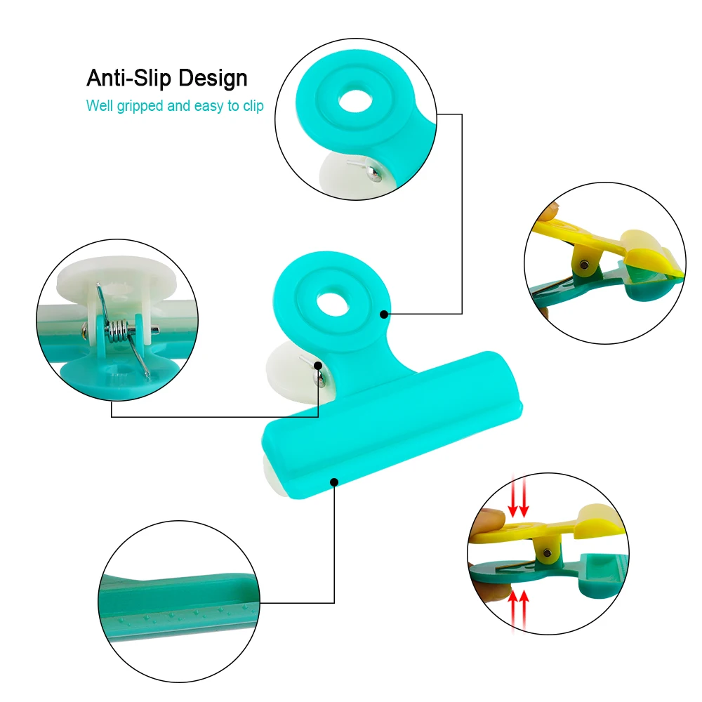 11 x 7.9 x 1.8 cm Fackelmann Bag Clips Set 4,5 inch 5 Pieces of PP White//Green//Yellow//Blue//Red