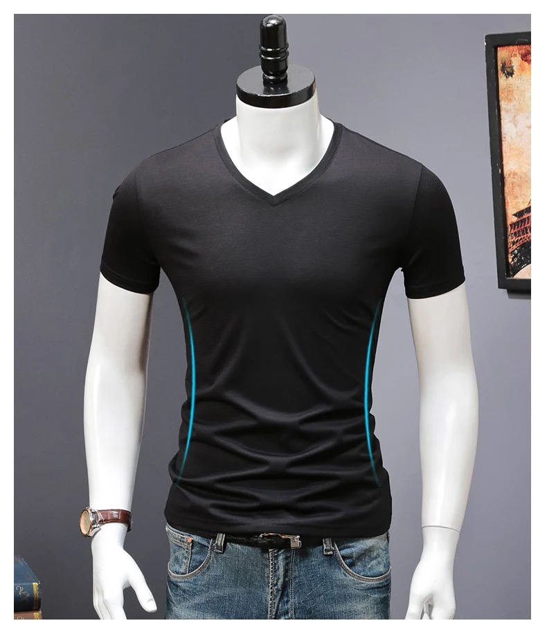 t shirts for men Plain black White tshirt Mercerized Cotton fashion brand t shirt men Casual Short Sleeves Cool T-shirt Men (14)
