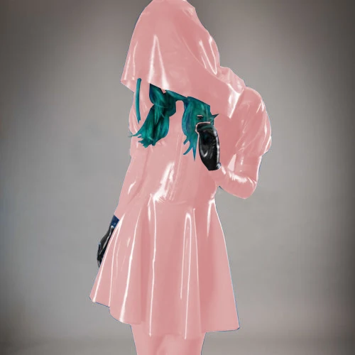 Latex Dress Women Pink Hooded Sexy Cute Students Skirts Size XXS-XXL