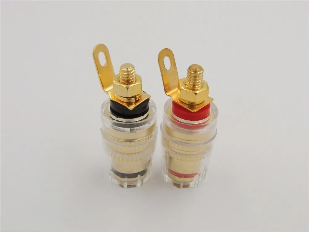 4Pcs Brass Crystal 4mm Thread Medium Amplifier Speaker Spade Terminal