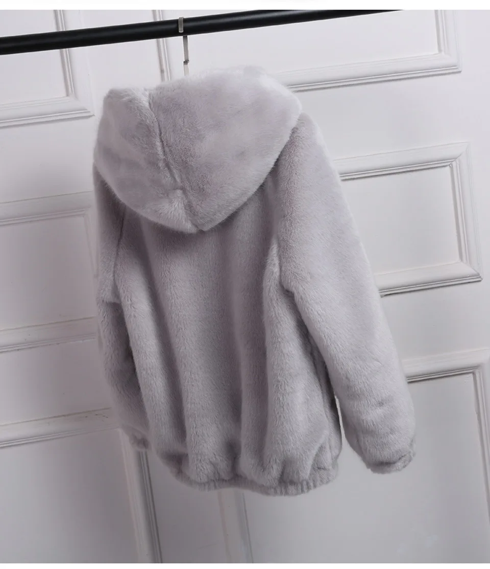 Новые женские с капюшоном искусственная Меховая куртка зима-осень из искусственного меха пальто больших размеров; модная женская тонкая куртка из искусственного меха пальто K1144