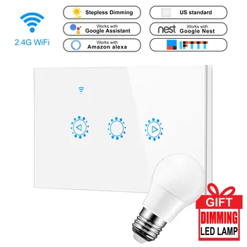 

Led Dimmer 220v Smart Wifi Switch Touch Control Stepless Dimmer With Bulb Compatible With Amazon Alexa Google Assistant Ewelink