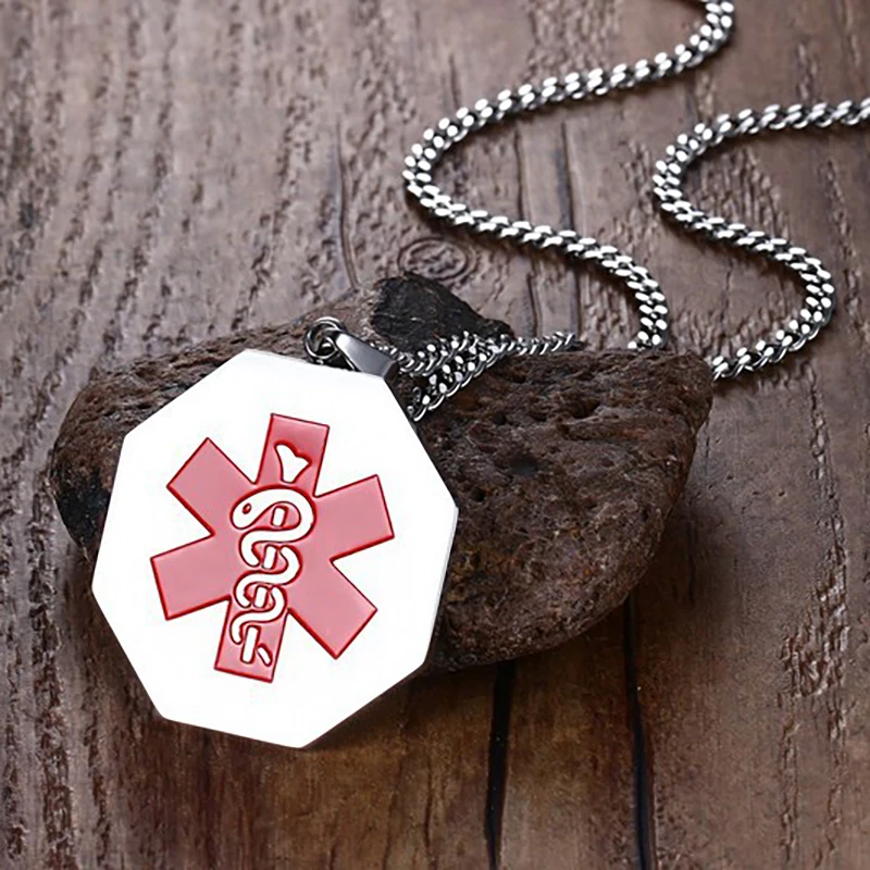 Men Mprainbow Necklaces Stainless Steel Medical Alert ID Tag Pandent