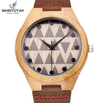 

Best Bamboo 100% Natural Wooden Case Genuine Leather Strap Watches Men Fashion Retro Analog Quartz Men Watch Clock Gift relogio