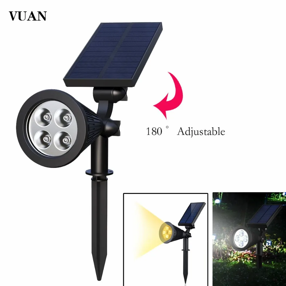 

Outdoor Solar Lights 4 LEDs Waterproof Landscape Lighting Spotlight Wall Light for Yard Garden Pool White/Warm White