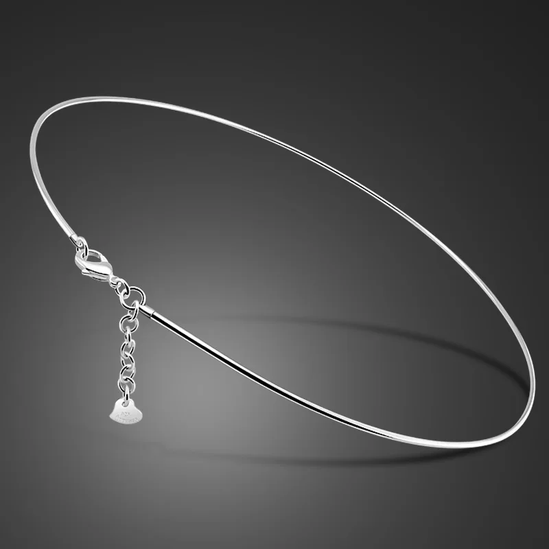 

Fashion female 925 sterling silver collar simple style smooth collar solid silver jewelry 49cm size Argent bijoux silver jewelry