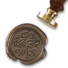Персонализированные монограмма 2-Начальные Пользовательские Воск печать штамп " die-#886 Семья дерево