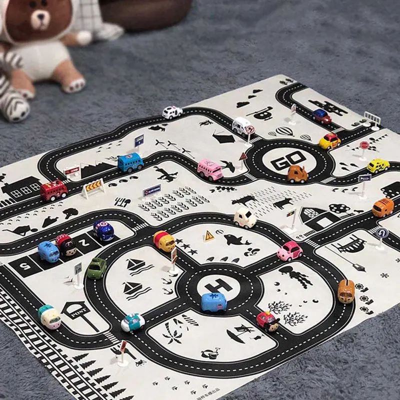 

City Map Car Toys Crawling Mat Game Pad for Children Interactive Play House Pretend Toys