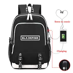 Рюкзак Kpop BLACKPINK JENNIE JISOO ROSE LISA, школьная сумка для мальчиков и девочек, usb-зарядка, рюкзак для студентов, классная сумка для книг
