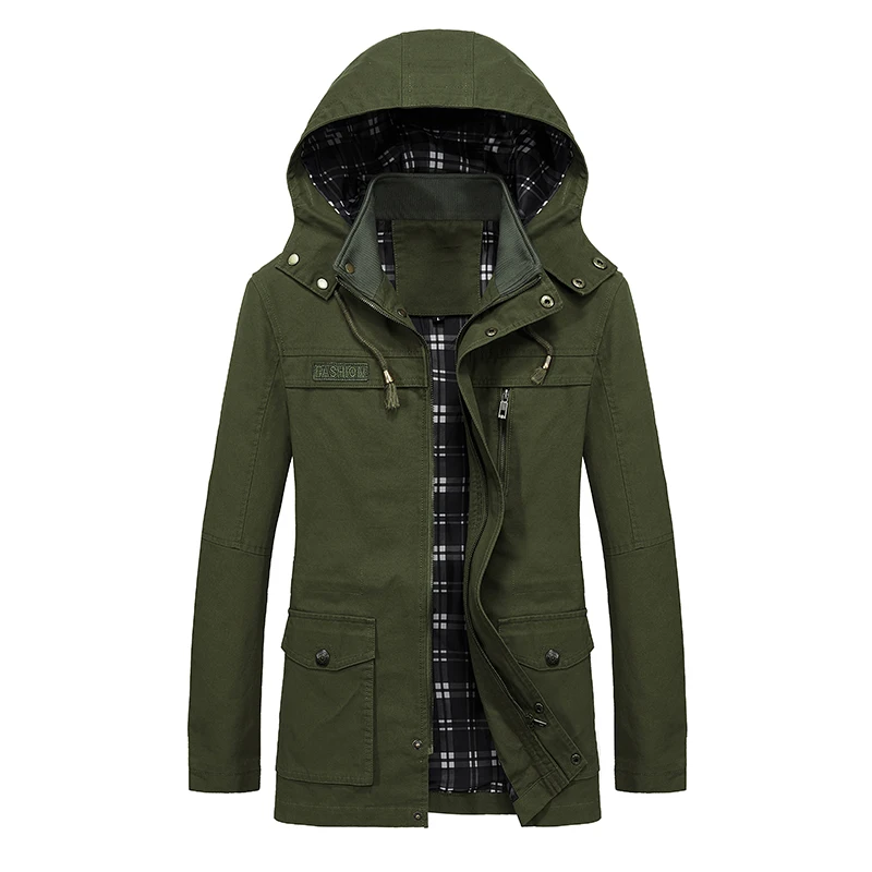 

2019 spring autumn new trench coat men's military windbreaker jacket pure cotton plus size men overcoat washed jacket outerwear
