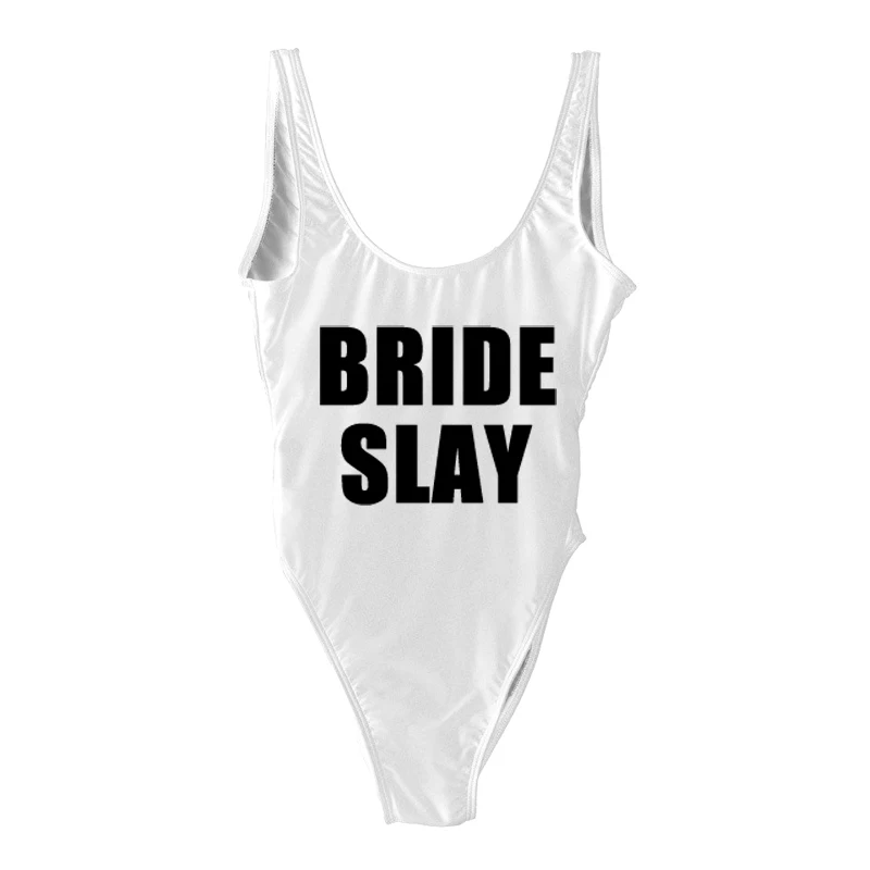 Женский слитный купальник с надписью BRIDE SLAY сексуальный для свадебной вечеринки