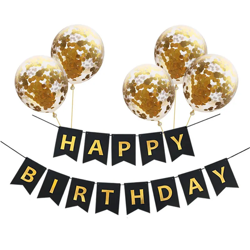

1 Set Bronzing Banner Garlands 12 inch Latex Clear Gold Color Confetti Balloons with Shiny Glitter Birthday Baby Shower Decos