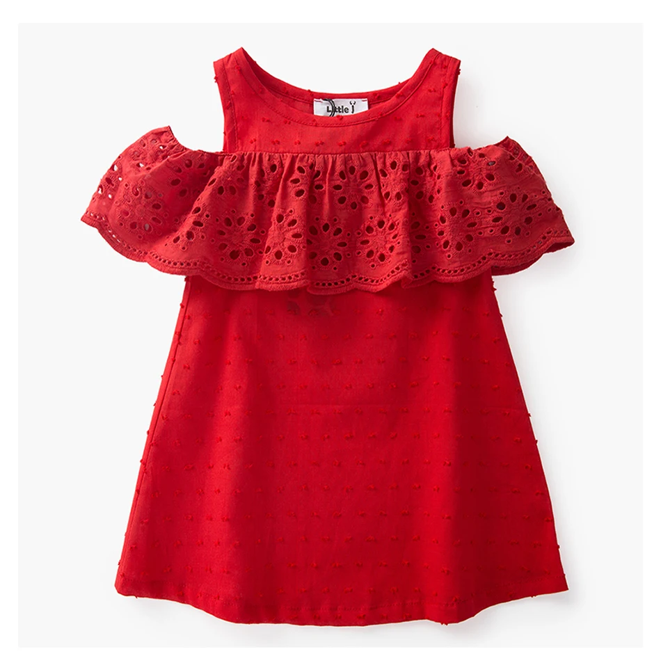 Little J 100% Cotton Girls Red Off Shoulder Dress Toddler Hollow Lace Dresses Cute Casual Children Summer Dress Kids Clothes HTB1WtSRSpXXXXbXXVXXq6xXFXXXD - Little J 100% Cotton Girls Red Off Shoulder Dress Toddler Hollow Lace Dresses Cute Casual Children Summer Dress Kids Clothes
