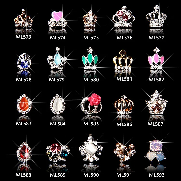 

10pcs New Crystal Colourful Nail Rhinestone Alloy Nail Art Decorations DIY Glitter 3D Cown Nail Jewelry Manicure Supplies