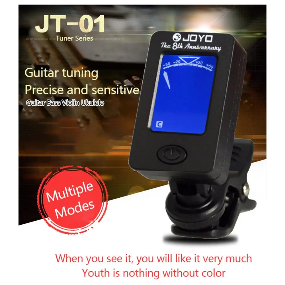 

JOYO Folk Acoustic Guitar Tuner Rotatable Clip-on Tuner LCD Display Chromatic Acoustic Violin Ukulele Bass Electronic Tuning