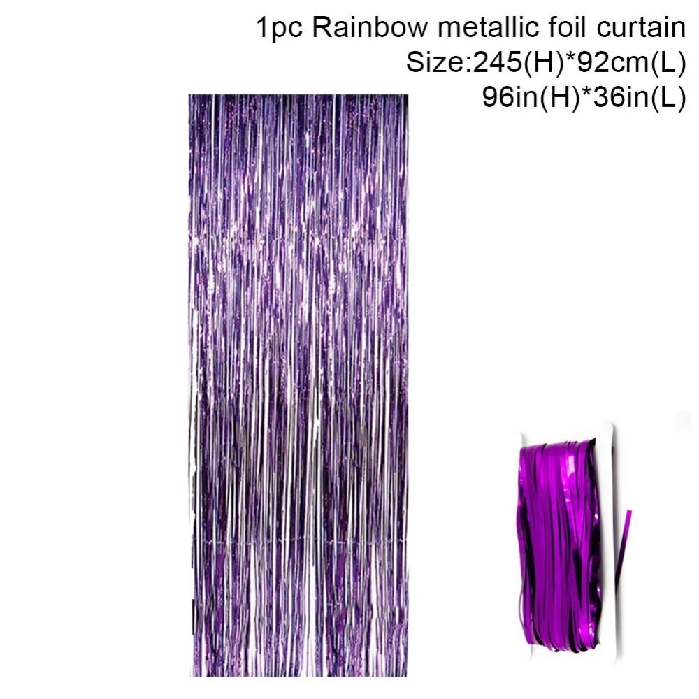 Переливающаяся 3 фута x 8 футов металлическая бахрома из фольги шторы для дня рождения радуга вечерние украшения свадьба Вечеринка сценический фон - Цвет: Purple