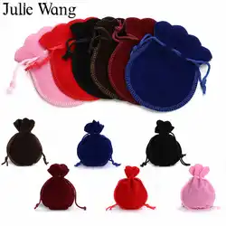 Julie Wang 50 шт. 7x9 см бархат ювелирные изделия сумка Упаковка мешочки с завязками выходные день рождения серьга с рождественской тематикой