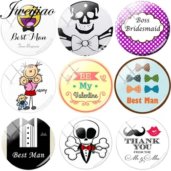 

JWEIJIAO Wedding Custom Jewelry Gift Best man Bridesmaid DIY Glass Cabochon Dome Charms For Bracelets Necklace Brooch Gift