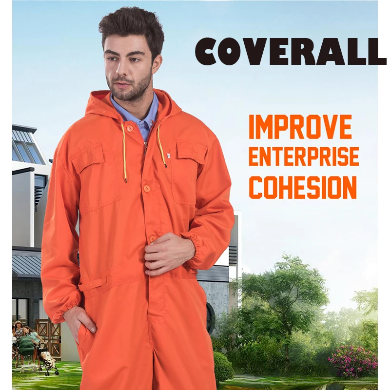 

Mens Worker Repairman Machine Auto Repair Mechanics Miner Collier High Quality Orange Coveralls Work Clothing Overalls FREE POST