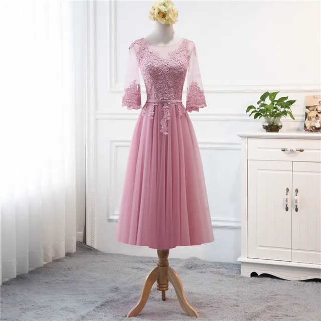 dusty rose bridesmaid dresses with sleeves