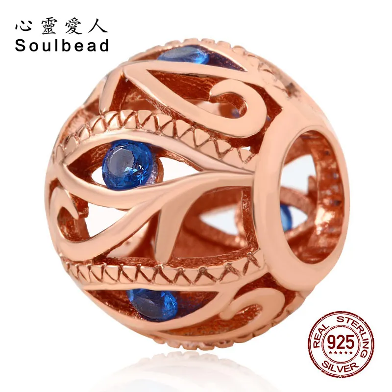 Soulbead браслет Pandora из серебра с кубическим цирконием розовым золотом ажурный