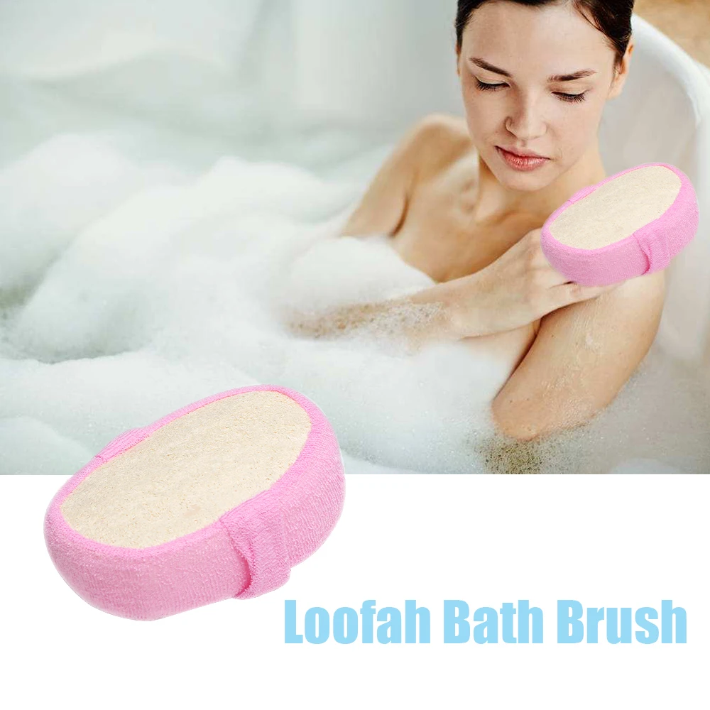 1PC Soft Exfoliating Loofah Natural Back Sponge Strap Handle Bath