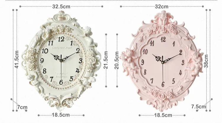 Вкус выбор Декор Европейский ретро смолы пастырской кварцевые часы немой стиль приглушенные модные розы круглые настенные