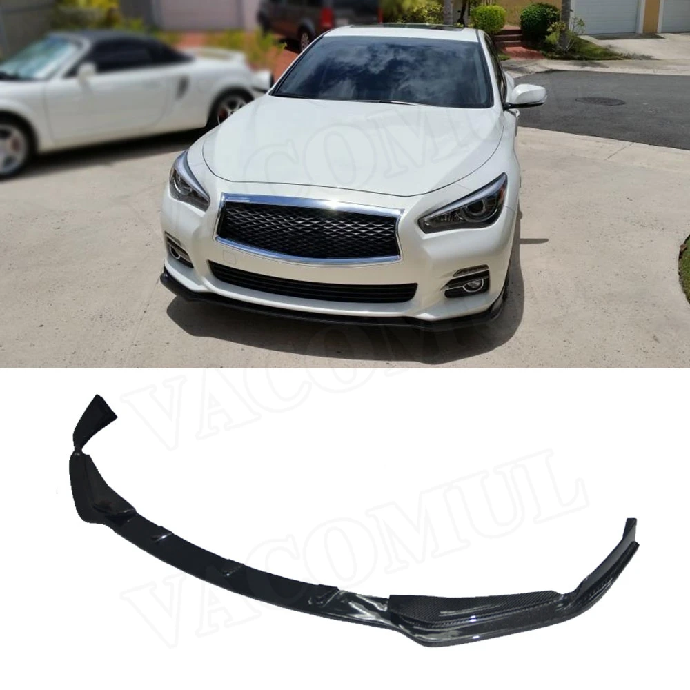 

Carbon Fiber front bumper lip spoiler protector for Infiniti Q50 Q50S standard bumper 2014-2017 car styling FRP Unpainted