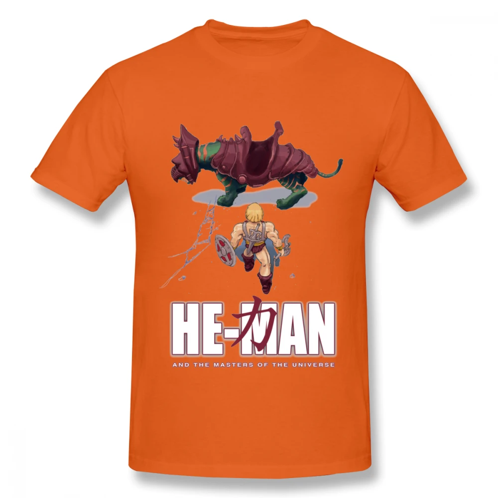 Новинка He-Man And The Masters Of The Universe, Акира, Мужская футболка с круглым вырезом, хлопок, футболка с графическим принтом - Цвет: Оранжевый