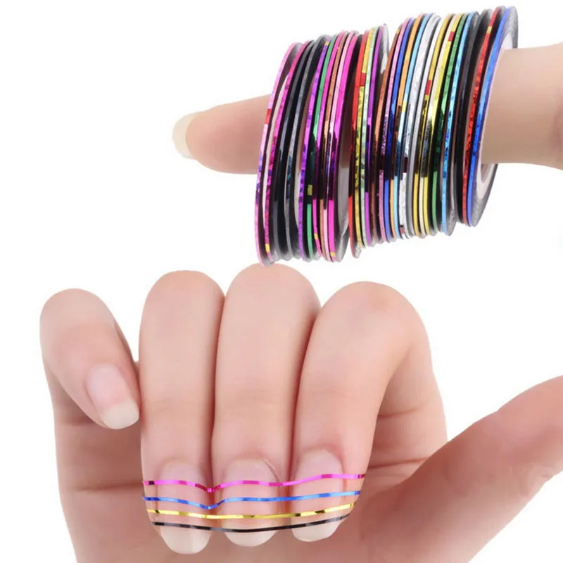 

20/30Pcs Multicolor Nail Rolls Striping Tape Line DIY Nail Art Tips Decoration Sticker Nails Care Nail Gel Polish Art Decoration