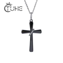 Новинка, модное керамическое ожерелье с кулоном в виде креста для женщин, женские кубические цирконы ААА, черное здоровое керамическое ожерелье с Иисусом, ювелирное изделие, подарок
