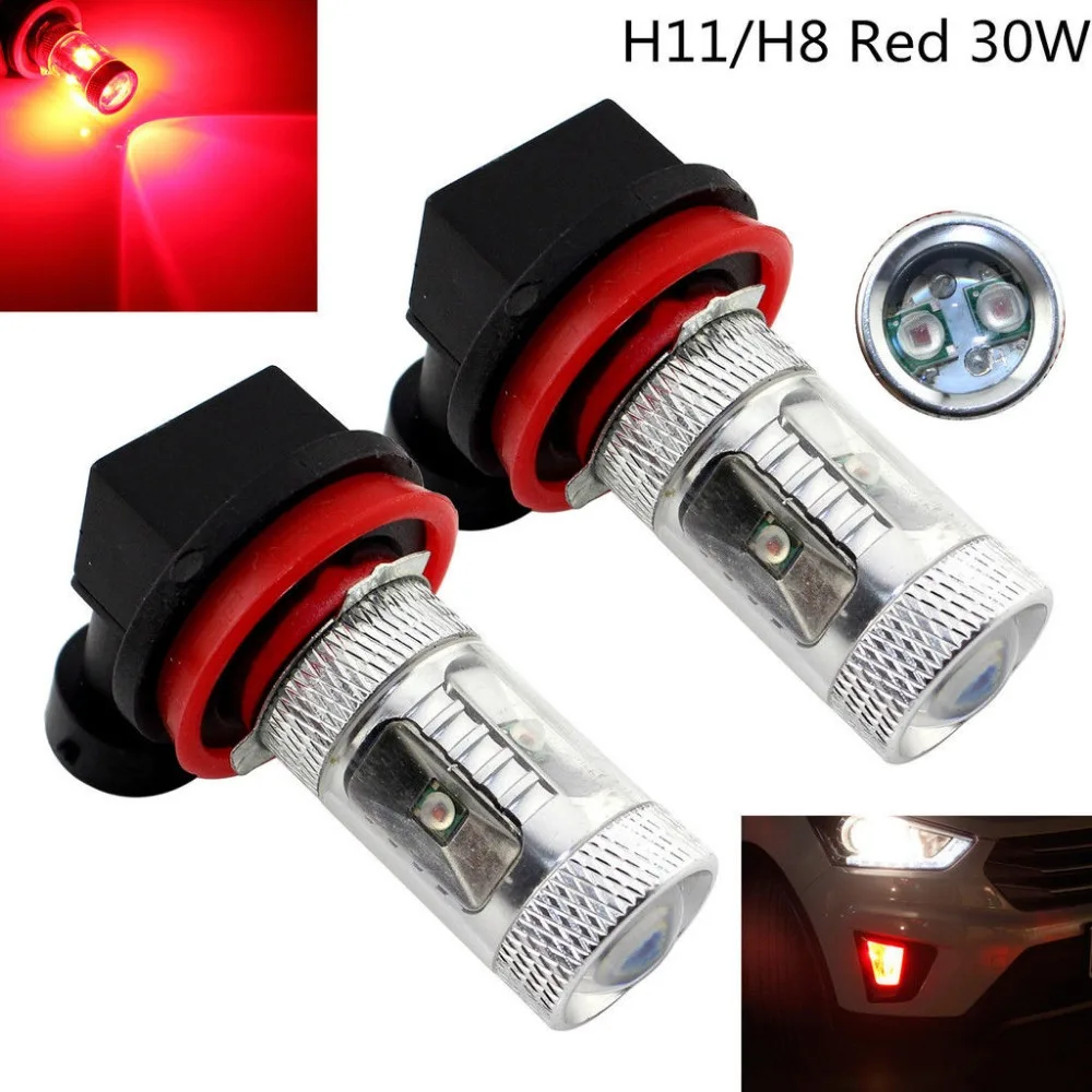 

2pcs H11 H8 LED 30W CREE Projector Lens Red Bulbs For Car Driving Fog Lights