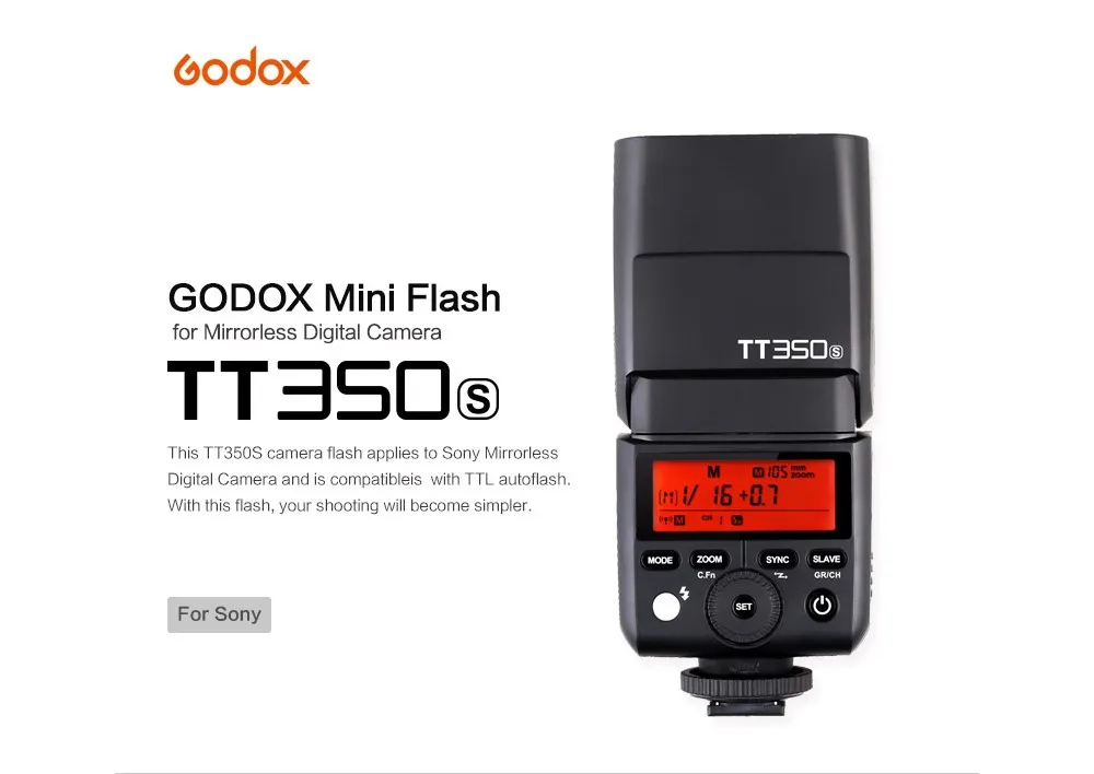 Фотовспышка Godox TT350S HSS 1/8000s 2,4G Speedlite светильник ttl для камеры sony a58 a99 ILCE6000L a77II a7RII a7R