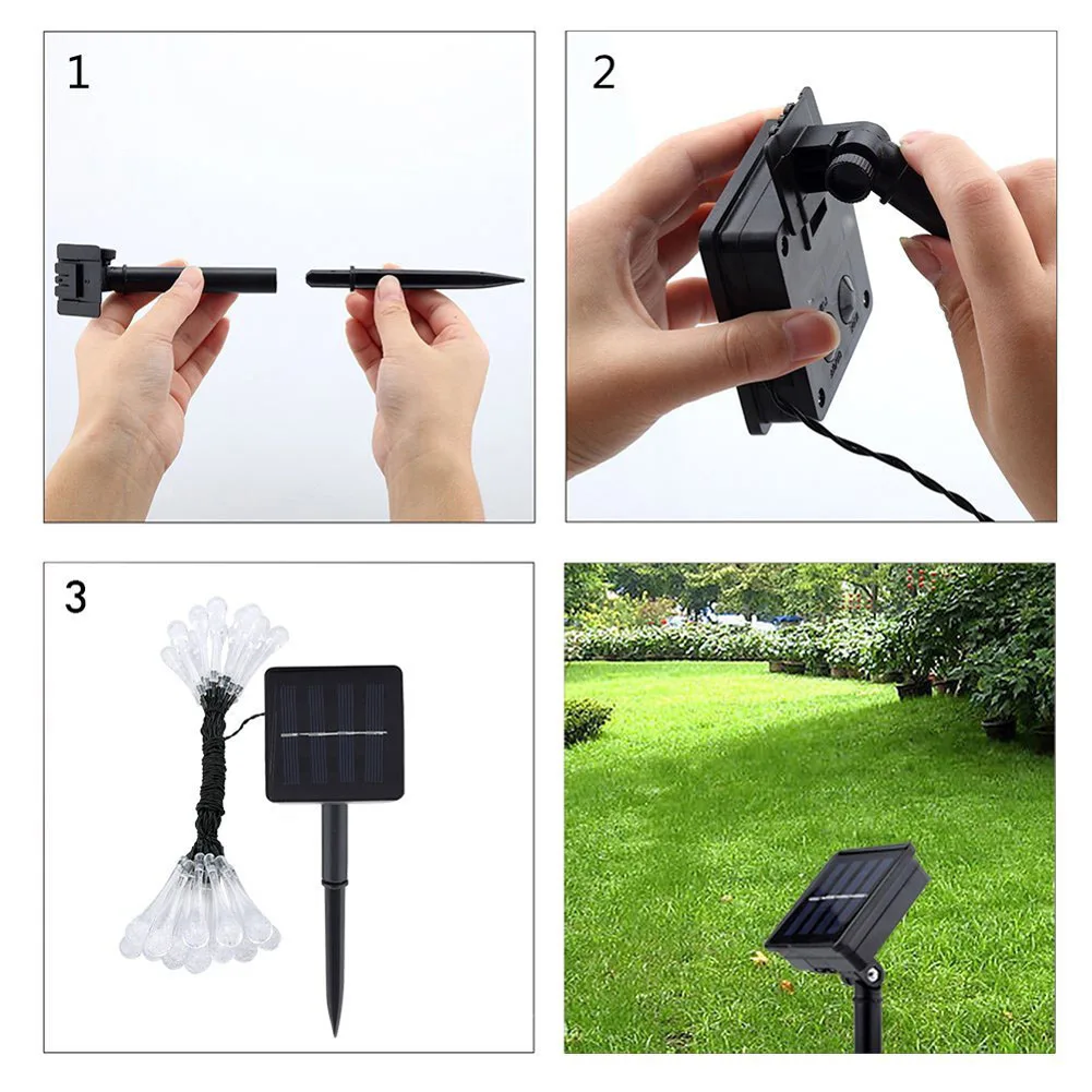 Waterproof Outdoor Solar String Light 20 LED 8 Modes Decorative Light string for Wedding Party Patio Garden Lawn Yard Pathway