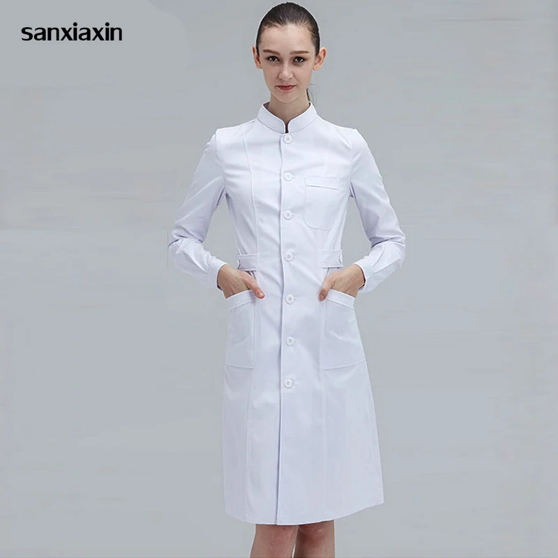 

Ladies Medical Robe Medical Lab Coat Hospital Doctor Slim Multicolour Nurse Uniform medical gown Overalls spa uniform white coat