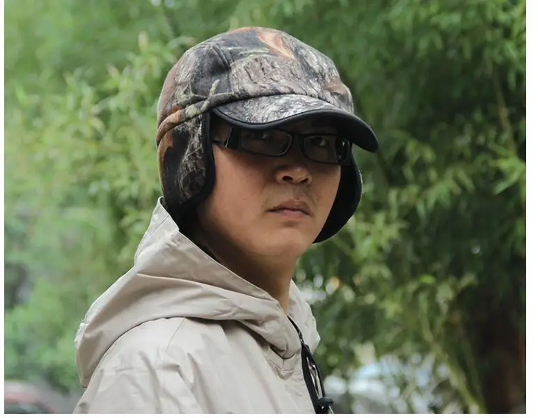 

Browning hiking Camouflage Camping Bonnet Bionic Camouflage Warm Earmuffs camping Cap Autumn and Winter No Brim Hunting Hats