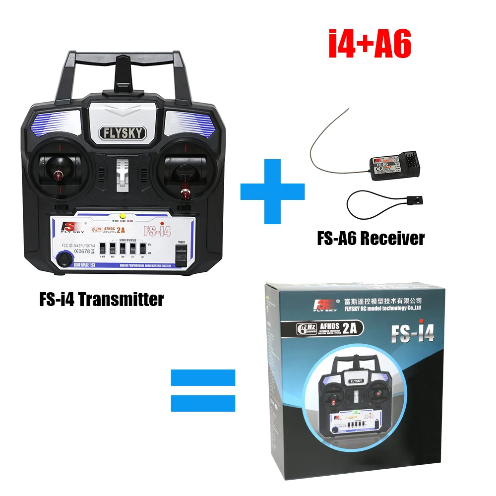 

Flysky Fly sky FS-i4 AFHDS 2A 2.4GHz 4CH Radio System RC Transmitter for RC Helicopter Glider with FS-A6 Receiver