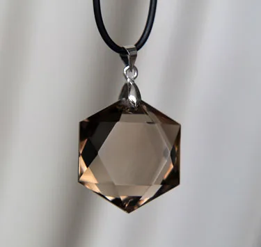 Natural Smoky quartz Quartz big satellite pendant facets with free rope 6