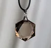Natural Smoky quartz Quartz big satellite pendant facets with free rope 6