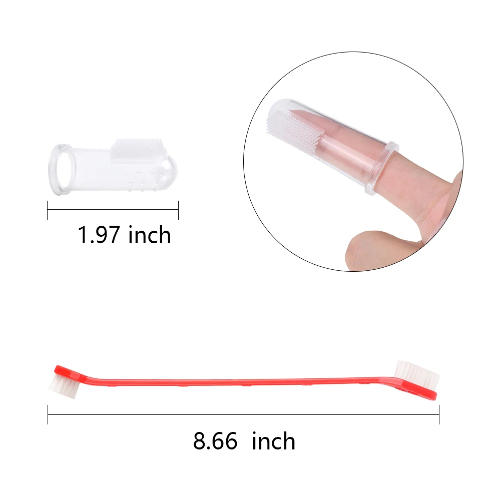 

3pcs Super Soft Pet Finger Toothbrush Dog Brush Bad Breath Tartar Teeth Tool dual end dog cat dental pet grooming toothbrush