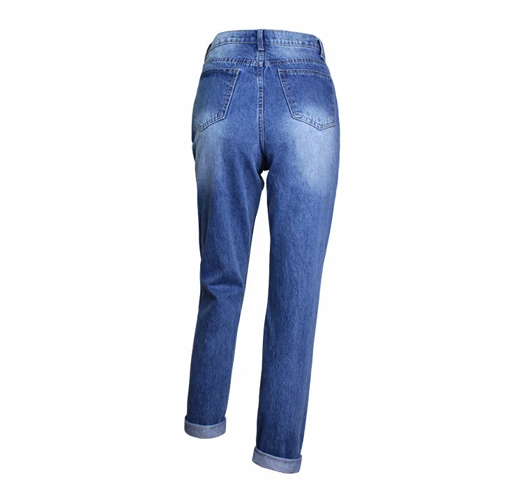 WQJGR 2018 новые летние отверстия джинсы женские брюки блестки патч прямые с высокой талией джинсы свободные бойфренд джинсовые брюки плюс