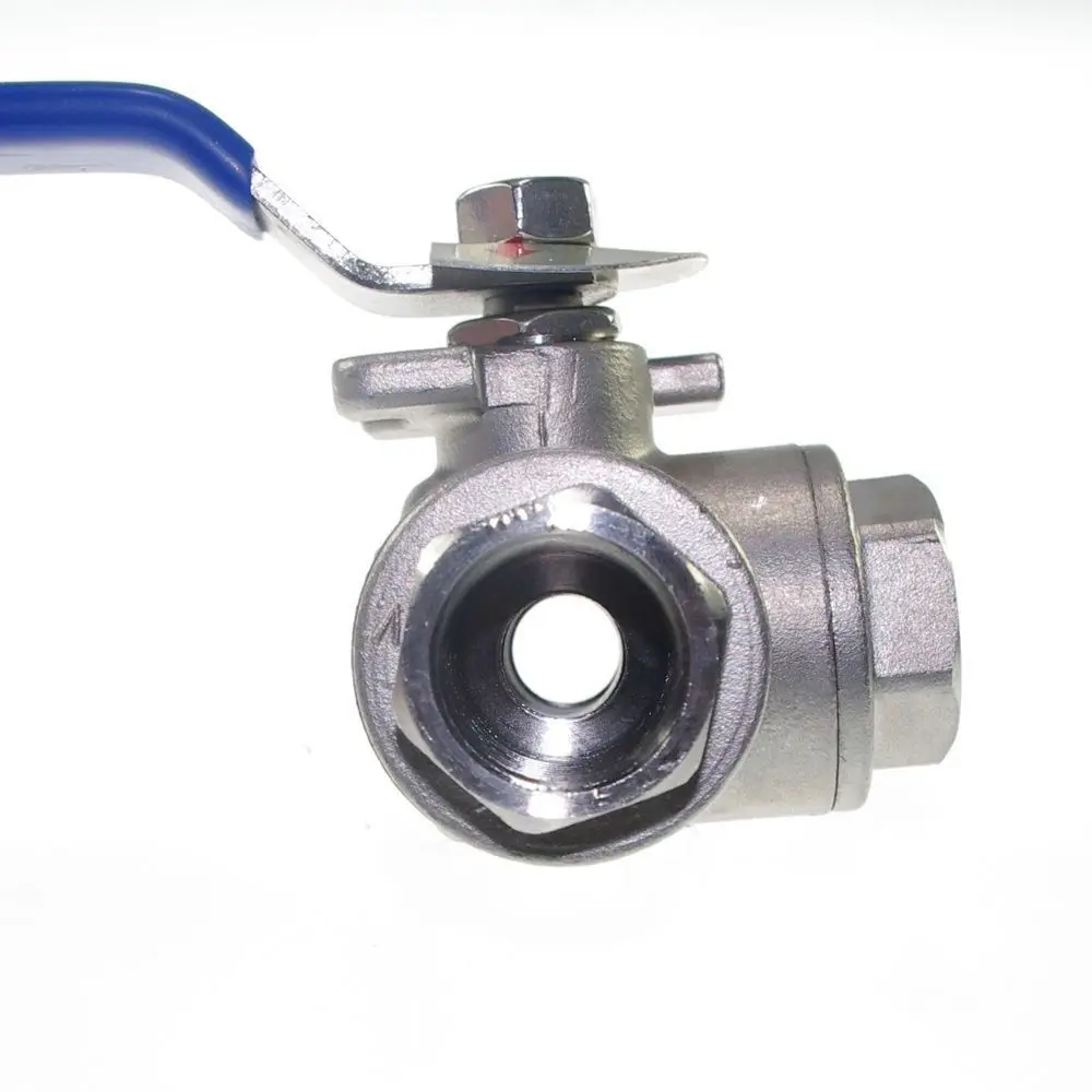 1/2" 3 Way Female BSPT 316 SS Type T Mountin Pad Ball Valve Vinyl Handle stainless steel