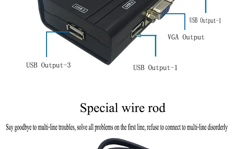 IT-well 2 порта KVM переключатель управления 2 ПК Хост 1 Набор USB клавиатура мышь и VGA монитор мульти ПК управление оригинальным кабелем