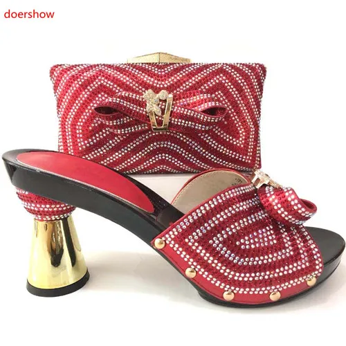 

doershow Italian Ladies Shoes and Bags To Match Set Shoes and Bag Set African Sets 2018 Nigerian Women Wedding Shoes!VG1-43