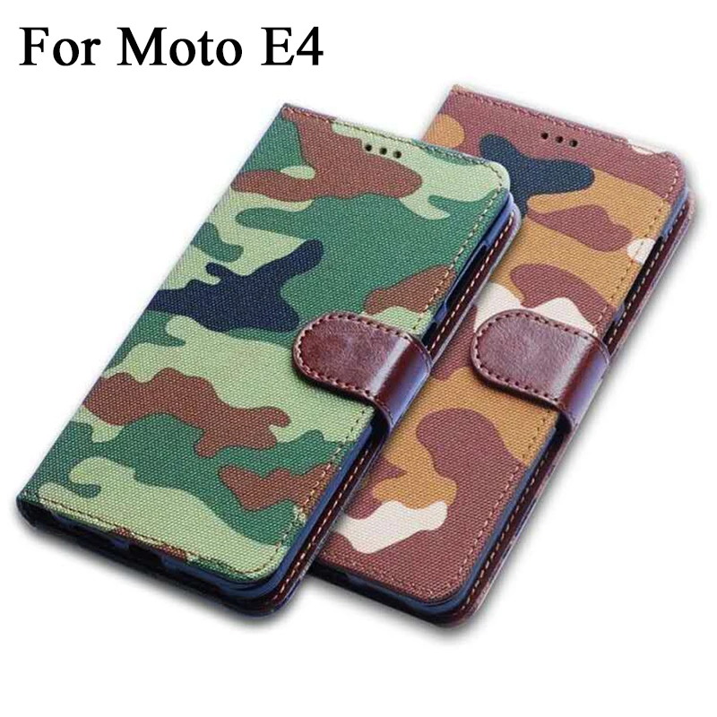 

Army Camouflage Leather Phone Case for Motorola Moto E4 Europe Versions Flip Wallet Cover coque fundas