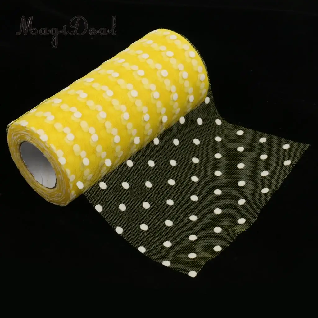 

25Yd Polka Dots Tutu Tulle Rolls Wedding Chair Sash Bow Tutu Craft Fabric Dress Decoration