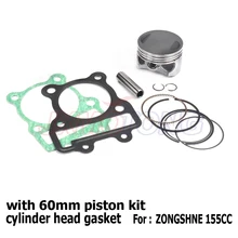 Zongshen kit de pistão 60mm 155z, cilindro com cabeça junta para kayo 150 155 160cc bicicletas de cabine de sujeira frete grátis