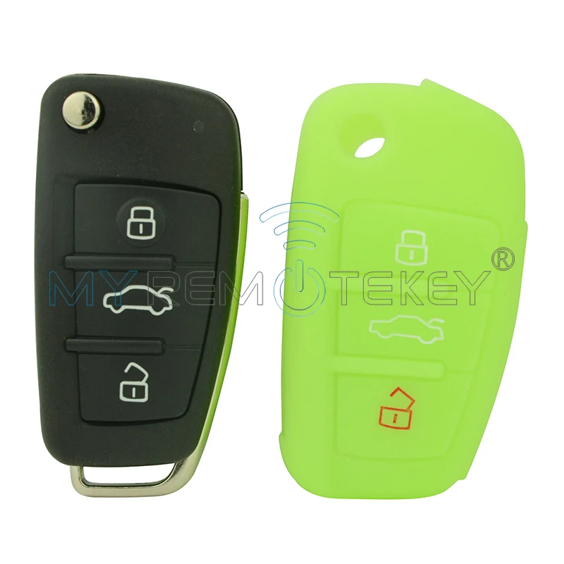 

Silicone Car Key Case 3 Button for Audi A3 TT A4 A6 Q3 Q5 Q7 Remtekey Silicone Car Key Cover Case Shell